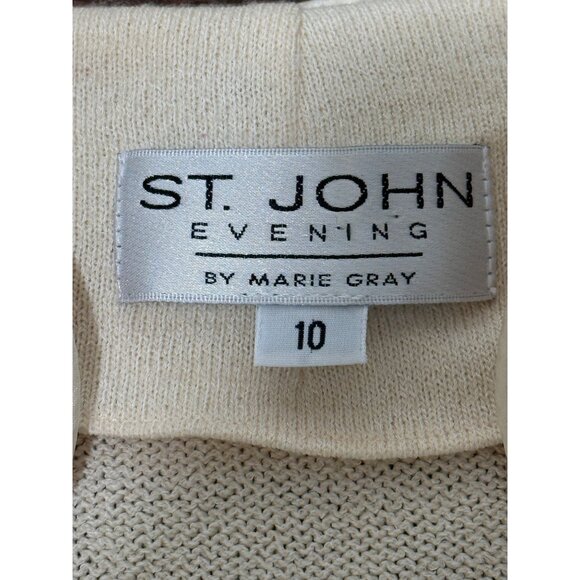 St. John Evening Marie Gray Jacket Santana Knit Beige Size 10 - See Condition - Picture 6 of 10